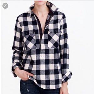 J. Crew Flannel 1/2 Zip in Buffalo Blue